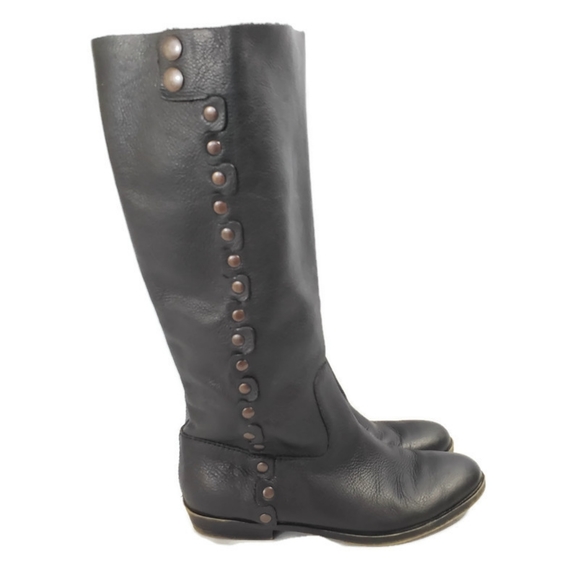 Nine West Black Leather Studded Boots Size 6M